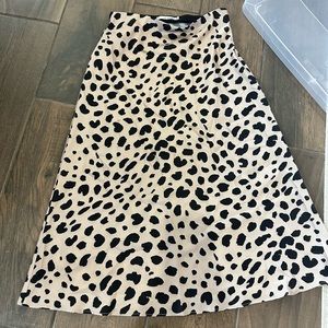 Satin leopard midi skirt